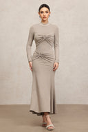 Novah Long Sleeves Folds Fishtail Maxi Dress