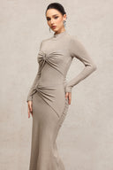 Novah Long Sleeves Folds Fishtail Maxi Dress