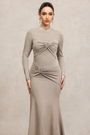 Novah Long Sleeves Folds Fishtail Maxi Dress