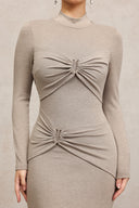 Novah Long Sleeves Folds Fishtail Maxi Dress