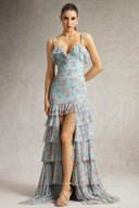 Haliy Floral Print Ruffle Maxi Dress