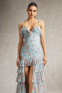 Haliy Floral Print Ruffle Maxi Dress