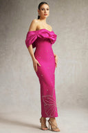 Winify Off Shoulder Rhinestone Bandage Maxi Dress