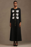 Natalya Elegant Tailored Round Neck Long Sleeve Woven Maxi Dress