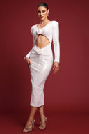 Romia Romantic Embellished Long Sleeve Cut Out Sequin Maxi Dress