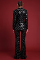 Lula Glamorous Tailored Rhinestone Blazer Two Piece Set