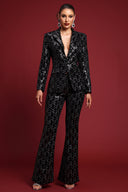 Lula Glamorous Tailored Rhinestone Blazer Two Piece Set