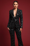 Lula Glamorous Tailored Rhinestone Blazer Two Piece Set