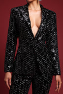 Lula Glamorous Tailored Rhinestone Blazer Two Piece Set