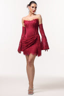 Gladys Sexy Contour Lace Sleeve Corset Mini Dress
