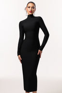 Easton Classic Contour High Neck Long Sleeve Bandage Maxi Dress