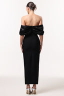 Winify Off Shoulder Rhinestone Bandage Black Maxi Dress