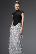 Glamorous Contour Corset Fringe Skirt Two Piece Set