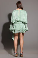 Dekia Long Sleeves Hollow Out Flounce Mini Dress