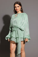 Dekia Long Sleeves Hollow Out Flounce Mini Dress