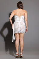 Rosel Asymmetric Lace Mini Dress - White