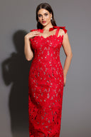 Teela Bows Lace Sleeveless Maxi Dress