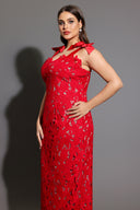 Teela Bows Lace Sleeveless Maxi Dress