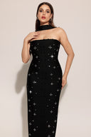Nesya Sleeveless Pearl Bandage Maxi Dress