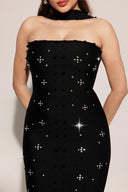 Nesya Sleeveless Pearl Bandage Maxi Dress