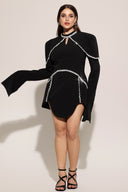 Teagan Long Sleeves High Neck Irregular Puff Sleeves Mini Dress