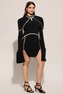 Teagan Long Sleeves High Neck Irregular Puff Sleeves Mini Dress