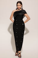 Ninon One Shoulder Sleeveless Diamond Bandage Maxi Dress
