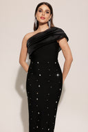 Ninon One Shoulder Sleeveless Diamond Bandage Maxi Dress
