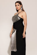 Roanna One Shoulder Sleeveless Tassels Bandage Maxi Dress
