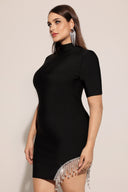 Korasa Short Sleeves Tassels Diamond Bandage Mini Dress