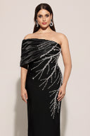 Zaha One Shoulder Sleeveless Diamond Bandage Maxi Dress