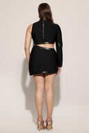 Nude One Shoulder Cutout Mini Bandage Dress