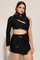 Nude One Shoulder Cutout Mini Bandage Dress