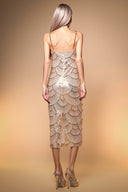 Teresa Pearl Sequin Gold Midi Dress