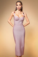 Ziriy Sleeveless V-Neck Bandage Pink Maxi Dress