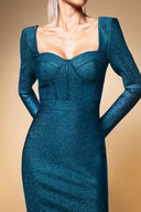 Gani Classic Contour Long Sleeve Bandage Maxi Dress