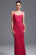 Pillose Diamond Backless Rose Pink Maxi Dress