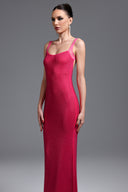 Pillose Diamond Backless Rose Pink Maxi Dress