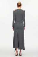 Silas Chic Contour Cut Out Long Sleeve Knot Knit Maxi Dress