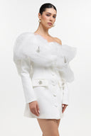 Fagaro Romantic Tailored Long Sleeve Tulle Woven Blazer Dress