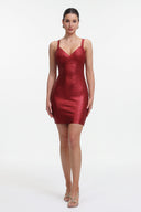 Maryam Metallic Red Cocktail Dress