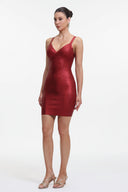 Maryam Metallic Red Cocktail Dress