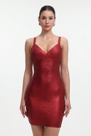 Maryam Metallic Red Cocktail Dress