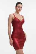 Maryam Metallic Red Cocktail Dress