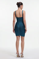Maryam Metallic Blue Cocktail Dress