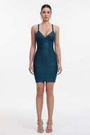 Maryam Metallic Blue Cocktail Dress