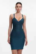 Maryam Metallic Blue Cocktail Dress