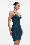 Maryam Metallic Blue Cocktail Dress