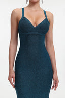 Maryam Metallic Blue Cocktail Dress