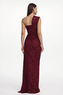 Finch Romantic Contour Sleeveless Ruched Lace Knit Maxi Dress